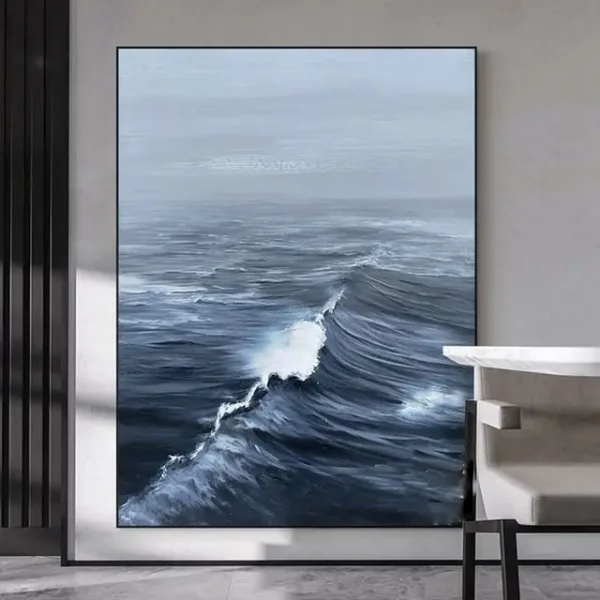 Tableaux abstraits vagues 60*90cm peinture paysage, déco bohème chic moderne.