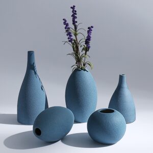 Vases bleus céramique déco design intérieur moderne
