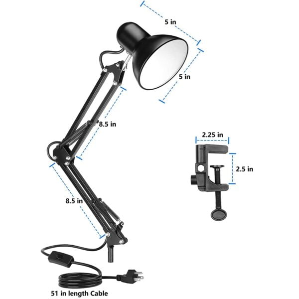 Lampe de Table avec pince lampe bras pivotant pliable lampes de bureau d cole avec E27 4