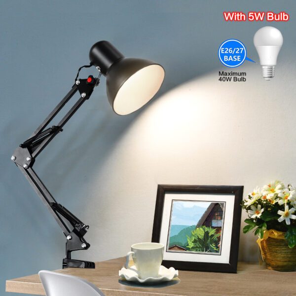 Lampe de Table avec pince lampe bras pivotant pliable lampes de bureau d cole avec E27