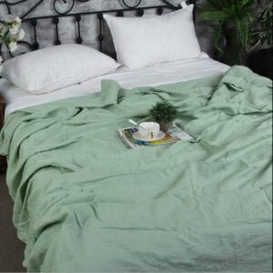 Drap de lit en lin Linge de lit Décoration intérieur maison.