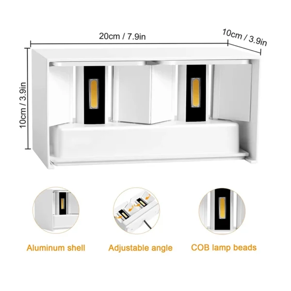 Applique murale led angle r glable clairage d ext rieur applique murale de haut en bas 1