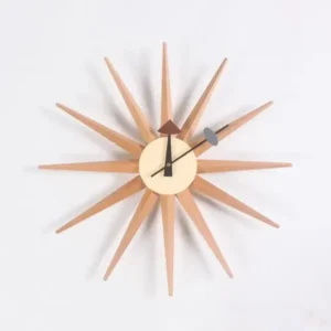 Horloge murale Bois de hêtre, Déco bohème chic naturel couleur marron horloge moderne de mécanisme silencieux.