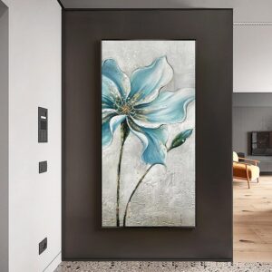 Tableau Peinture abstraite fleur bleu