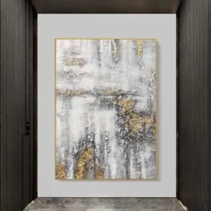 Tableau abstrait décoratif gris 70x100cm sans cadre, peinture bohème sur toile 100% fait main.