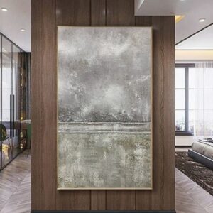 Tableau abstrait gris 70x100cm sans cadre, toile de peinture à l'huile 100% fait main.