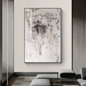 Tableau abstrait gris sur toile 70x100cm sans cadre, Déco maison Peinture 100% fait main.