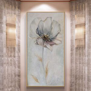 Tableau fleur peinture à l'huile moderne, déco intérieur murale abstraite sur toile ,sans cadre, 100% fait main.
