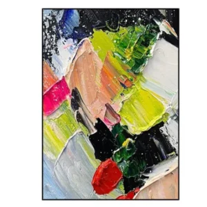 Tableau multicolore abstrait 75x100cm, Déco murale Peinture sur toile sans cadre 100% fait main.