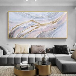 Tableau peinture mer abstrait, 60x120cm sans cadre, Déco murale paysage sur toile à l'huile 100% fait à la main.