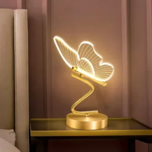 Lampe papillon laiton dorée LED sur pied.