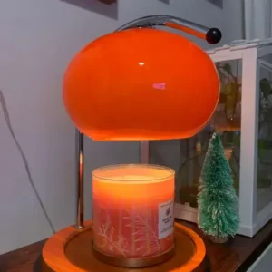 lampe à poser orange vintage, lampe à bougie.
