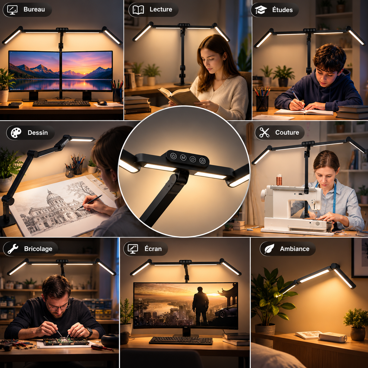 Lampe de bureau architecte pour couture, dessin et activités créatives