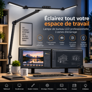Lampe de bureau pour ordinateur avec éclairage double écran